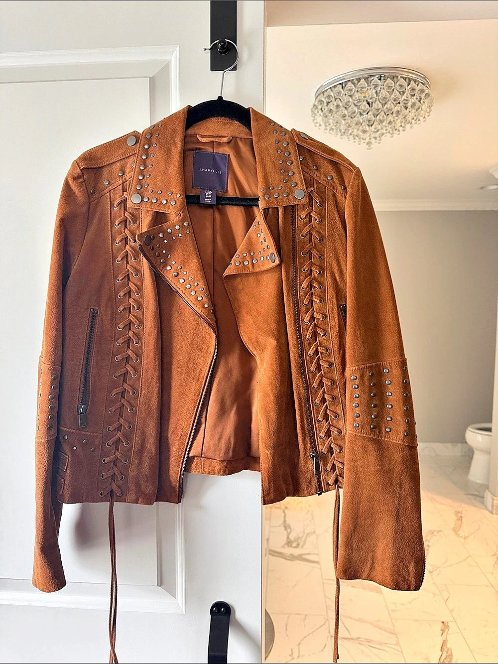 BLANKNYC Suede Moto Jacket Studded Brown Jacket